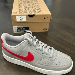Nike Court Vision Lo NN Men’s 9 Wolf Grey/University Red-White